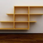 wooden shelves mounted on wall