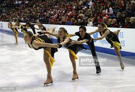 A group of 4 skaters ding a spiral 