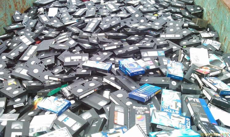 pile of VHS tapes