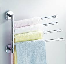 Swing out towels bars provide space between each towel so they can dry quickly