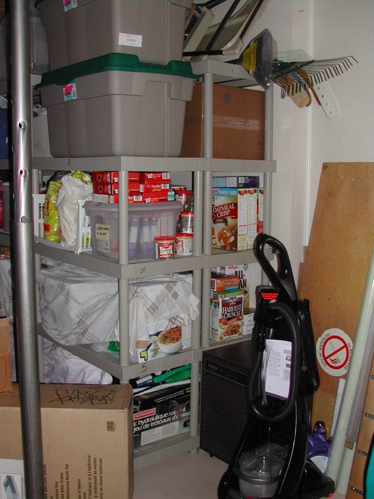Secure 2 shelves together to make a place for storing large items