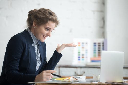 A women working at her computer