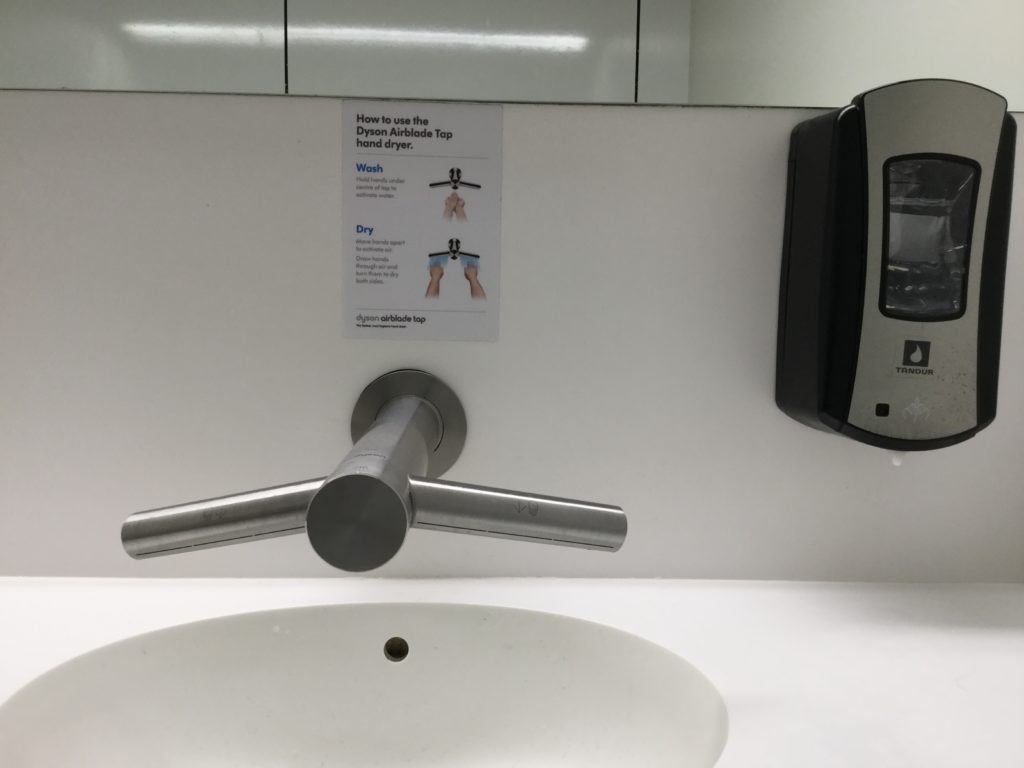 A tap and hand dryer all in one