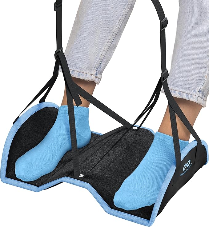 A foot hammock for use on a plane